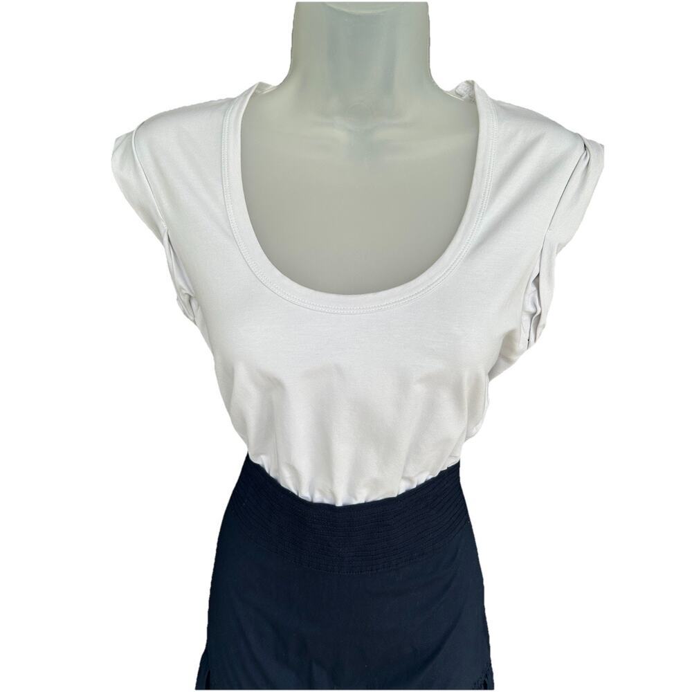 Veronica Beard Amaia Navy White Midi Dress Smocked Crochet XS Vacation Beach - Picture 5 of 13